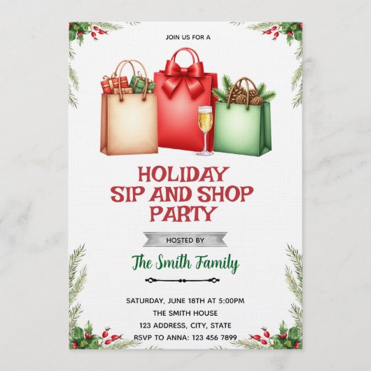 Invitation au Sip and Shop de vacances (Devant)