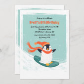 Invitation au Snowboard Pingouin (Devant / Derrière)