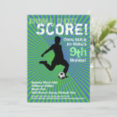 Invitation au Soccer Party - Garçon, vert et bleu (Debout devant)