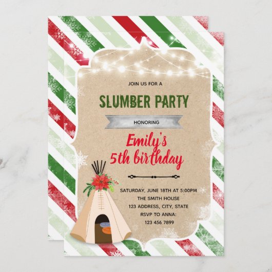 Invitation au sommeil de Noël (Devant / Derrière)