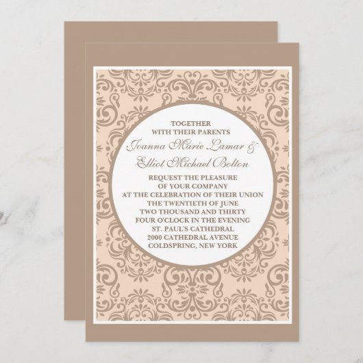 Invitation au style Damask (Devant / Derrière)