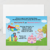 Invitation au Superhero and Princess Birthday Part (Devant / Derrière)