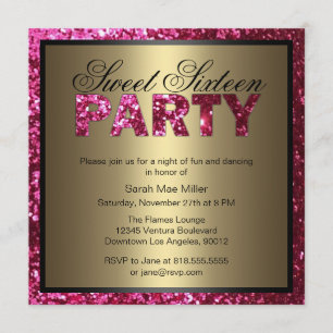 Invitation au Sweet sixteen de Parties scintillant
