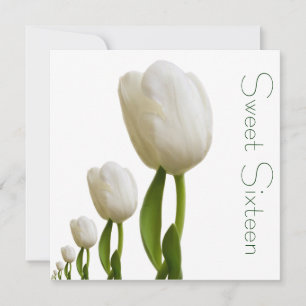 Invitation au Sweet sixteen des tulipes blanches