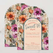 Invitation au sweet sixteen floral (Devant / Derrière)