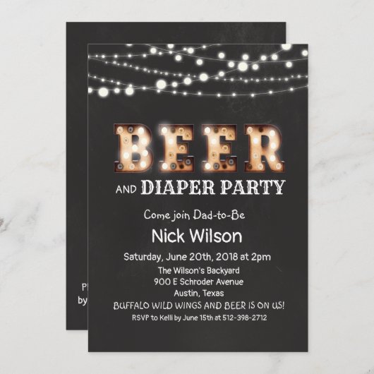 Invitation au tableau de bord de la bière et de la (Devant / Derrière)