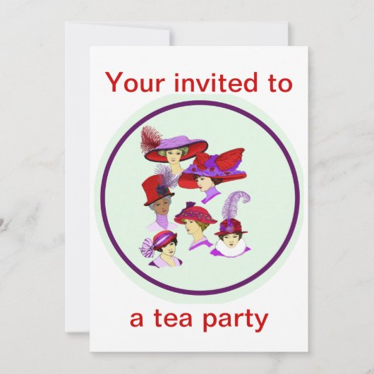 Invitation au Tea Party, dames aux casquettes roug (Devant)