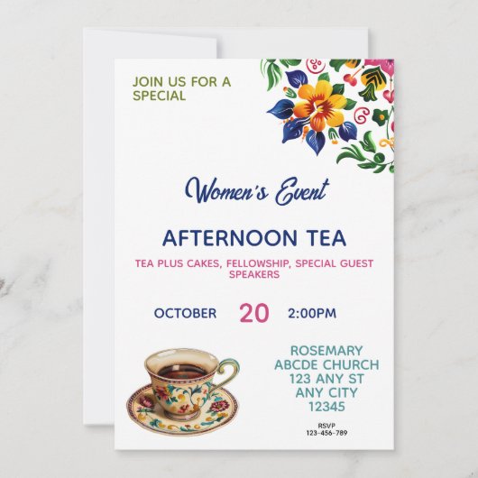 Invitation au thé de la Fraternité des Femmes Chré (Devant)