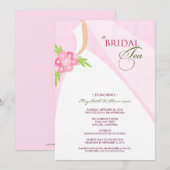 Invitation au thé de la mariée Mariage (rose) (Devant / Derrière)