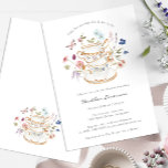 Invitation au thé de la nuptiale florale<br><div class="desc">Laissez votre journée spéciale s'épanouir avec l'invitation à thé de la nuptiale florale! Cette Invitation Florale à Thé de Mariée présente de superbes fleurs d'aquarelle peintes à la main dans des teintes de violet profond, de bleu poussiéreux et de rose roux avec de la végétation sauge. Que vous soyez l'hôte...</div>