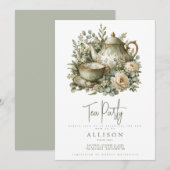 Invitation au thé pour Baby Shower (Devant / Derrière)