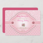 Invitation au Thé Rose Vintage (Devant / Derrière)