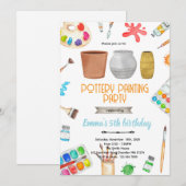 Invitation au thème de fête de peinture de poterie (Devant / Derrière)