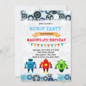 Invitation au thème de fête de robot mignon (Devant)
