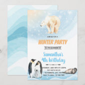 Invitation au thème de fête d'hiver arctique (Devant / Derrière)
