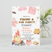 Invitation au thème de fête en pyjama S'more (Debout devant)