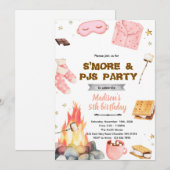Invitation au thème de fête en pyjama S'more (Devant / Derrière)