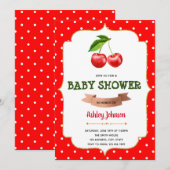Invitation au thème de la cerise pour la baby show (Devant / Derrière)