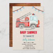 Invitation au thème de la douche de bébé pompier d (Devant / Derrière)