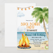 Invitation au thème de soirée plage avec feu de ca (Devant / Derrière)