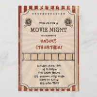 Invitation au ticket de cinéma Vintage