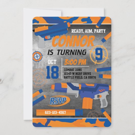 Invitation au tir au pistolet à fléchettes (Devant)