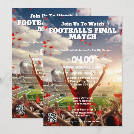 Invitation au Triomphe de Touchdown Finale de Foot (Devant / Derrière)