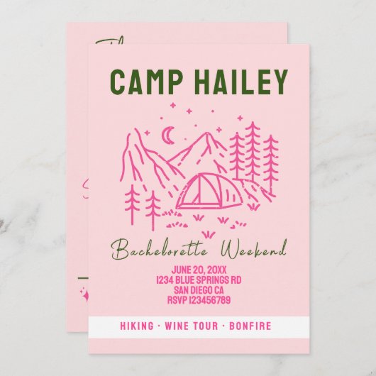 Invitation au week-end de célibataire en camp (Devant / Derrière)