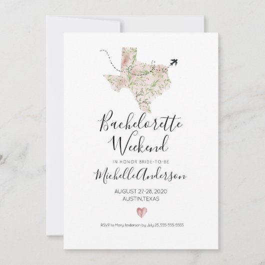 Invitation au week-end de jeune fille à Austin Tex (Devant)