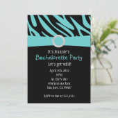 Invitation au Zebra Bachelorette Party Turquoise (Debout devant)