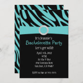 Invitation au Zebra Bachelorette Party Turquoise (Devant / Derrière)