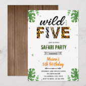 Invitation au zoo safari sauvage et cinq (Devant / Derrière)