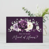 Invitation Aubergine de prune violette Serez-vous ma servante (Debout devant)