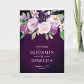 Invitation Aubergine Floral Code QR Mariage Sombre et Romanti (Devant)