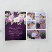 Invitation Aubergine Floral Code QR Mariage Sombre et Romanti (Intérieur)