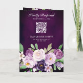 Invitation Aubergine Floral Code QR Mariage Sombre et Romanti (Dos)