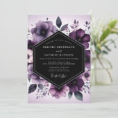 Invitation Aubergine Nocturne Flora Wedding (Debout devant)