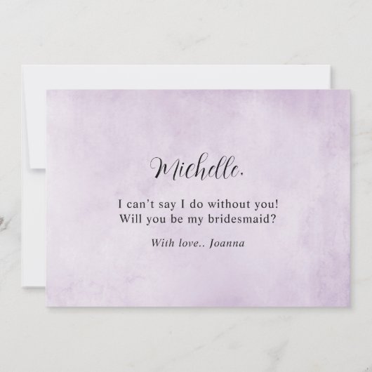 Invitation Auberste Plum pourpre Serez-vous mon Bridesmaid In (Dos)