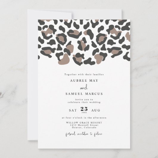 Invitation AUBREE Empreinte de léopard moderne Safari Mariage (Devant)