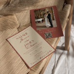 Invitation Auburn Copper Old Money QR Code Photo Wedding<br><div class="desc">This wedding invitation is perfect for your wedding if you are looking for an elegant unique and easy editable invitation .An elegant unique luxurious auburn and copper image QR code wedding template invitation. as you see it features a copper old money background. And classy Parisian font in auburn old money...</div>