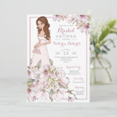 Invitation Auburn Hair Bride Floral Fête des mariées (Debout devant)