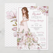 Invitation Auburn Hair Bride Floral Fête des mariées (Devant / Derrière)