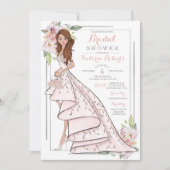 Invitation Auburn Hair Bride Floral Fête des mariées (Devant)