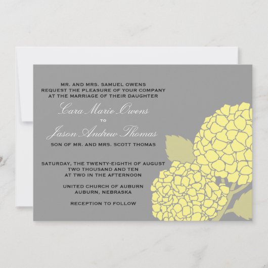 Invitation audacieuse de mariage d'hortensia (Devant)