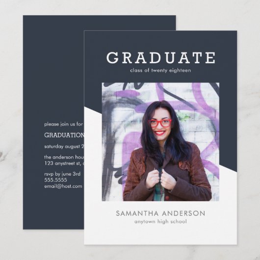 Invitation audacieuse d'obtention du diplôme de (Devant / Derrière)