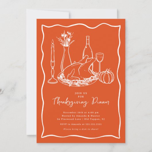 Invitation audacieuse Orange Thanksgiving (Devant)