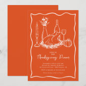 Invitation audacieuse Orange Thanksgiving (Devant / Derrière)