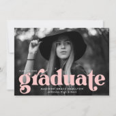 Invitation Audacieuse Typographie Blush Pink Photo Graduation (Devant)
