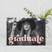 Invitation Audacieuse Typographie Blush Pink Photo Graduation (Debout devant)