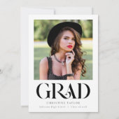 Invitation Audacieuse Typographie Élégante Photo Party Gradua (Dos)